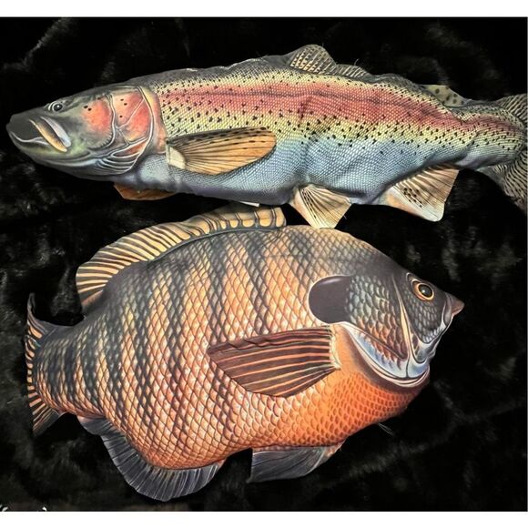 Rainbow Trout, blue gill  Fish Plush Toy Stuffed Animal Salamander Graphix - Picture 1 of 3